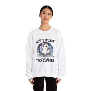 Tech Support Cat Crewneck Sweatshirt – Fun Gift for IT Lovers