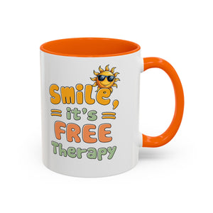 Smile It's Free Therapy Coffee Mug - Fun & Cheerful Accent Mugs for Brightening Your Day