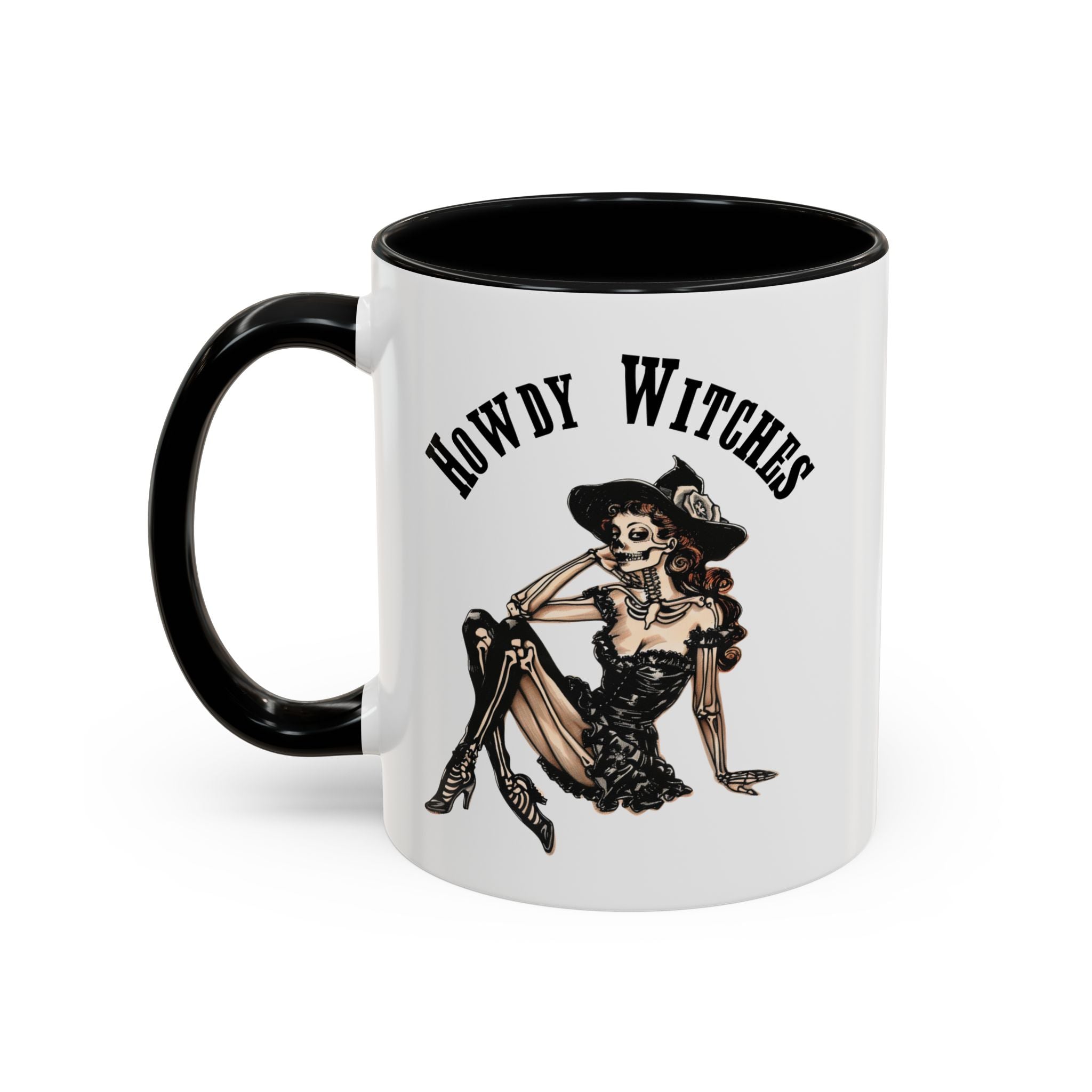 Howdy Witches Coffee Mug - Spooky Halloween Mug, Gift for Witches, Witchy Decor, Gothic Coffee Cup, Skeleton Design