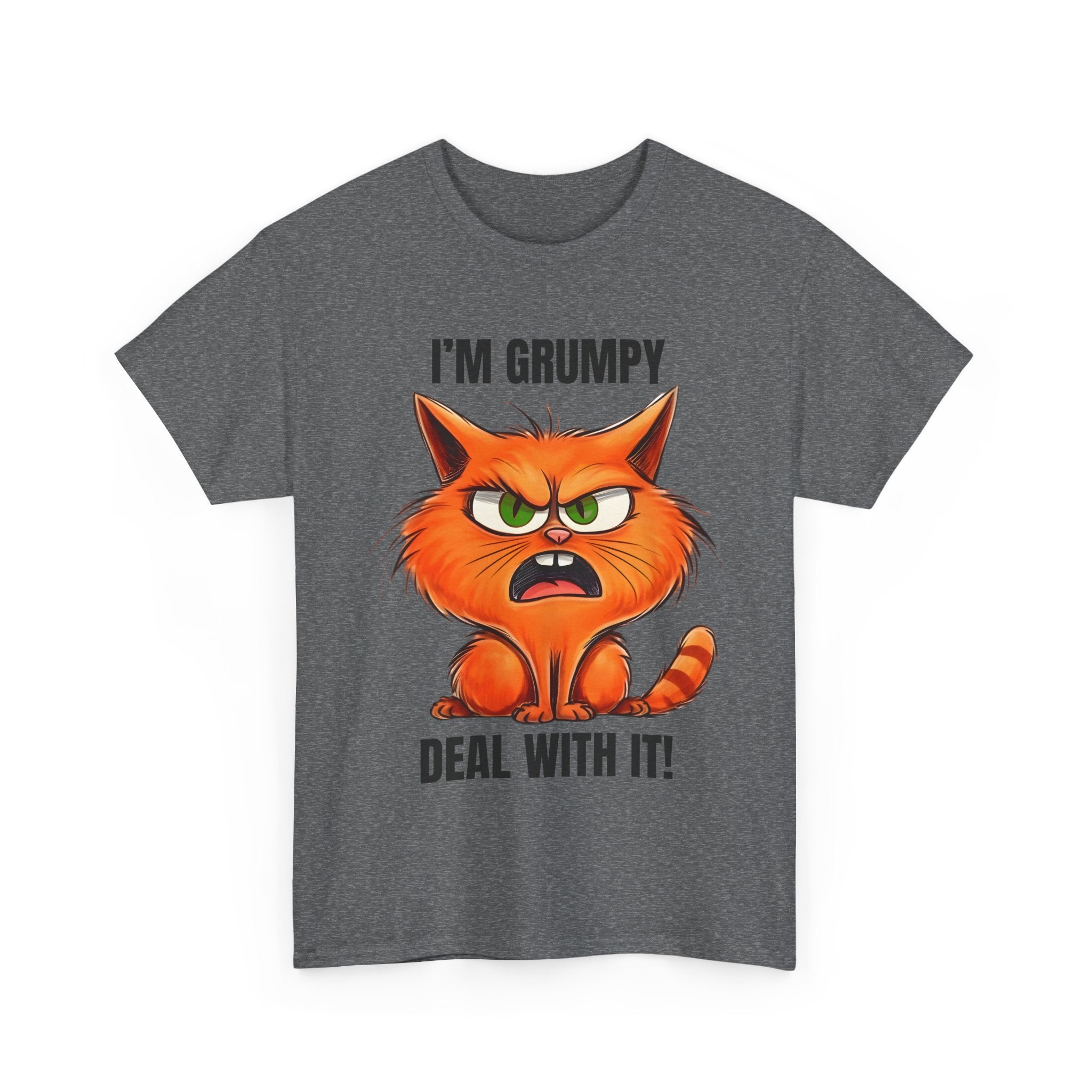 Grumpy Cat Tee: Unisex Heavy Cotton Shirt, Funny Cat Lovers Gift, Casual Wear, Birthday, Humor Apparel