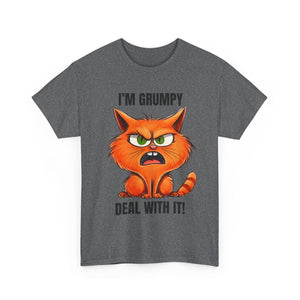 Grumpy Cat Tee: Unisex Heavy Cotton Shirt, Funny Cat Lovers Gift, Casual Wear, Birthday, Humor Apparel