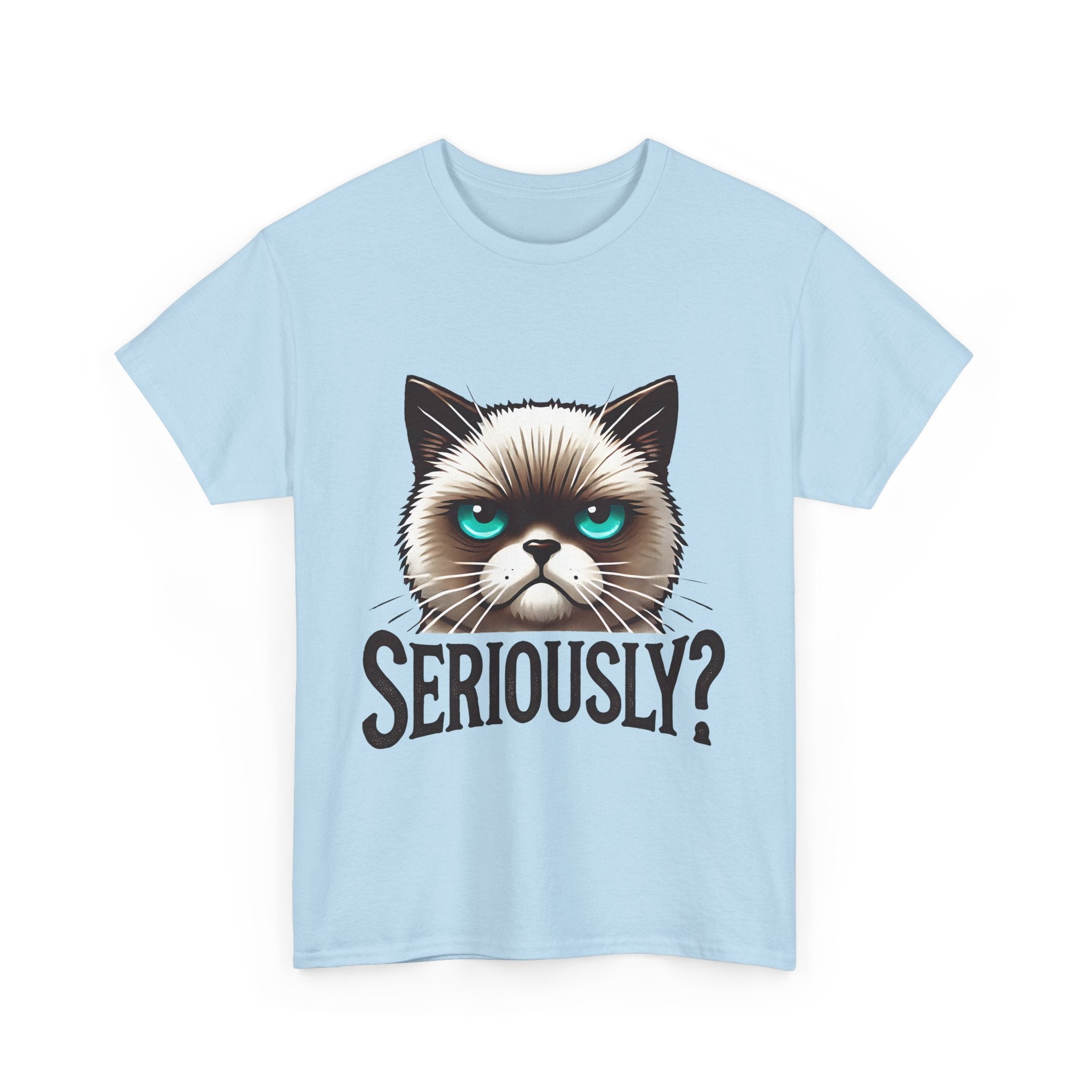 Funny Cat Graphic Tee - 'Seriously?' Unisex Heavy Cotton Shirt