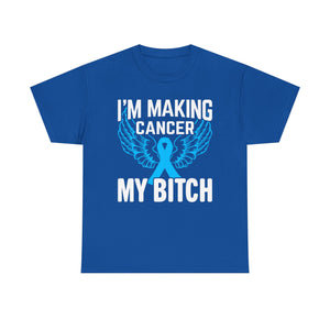 Angel Wings cancer Awareness Tee, Unisex Cotton Shirt for Support, Gift for Advocates, Fundraising Event Wear, Blue Ribbon Merchandise