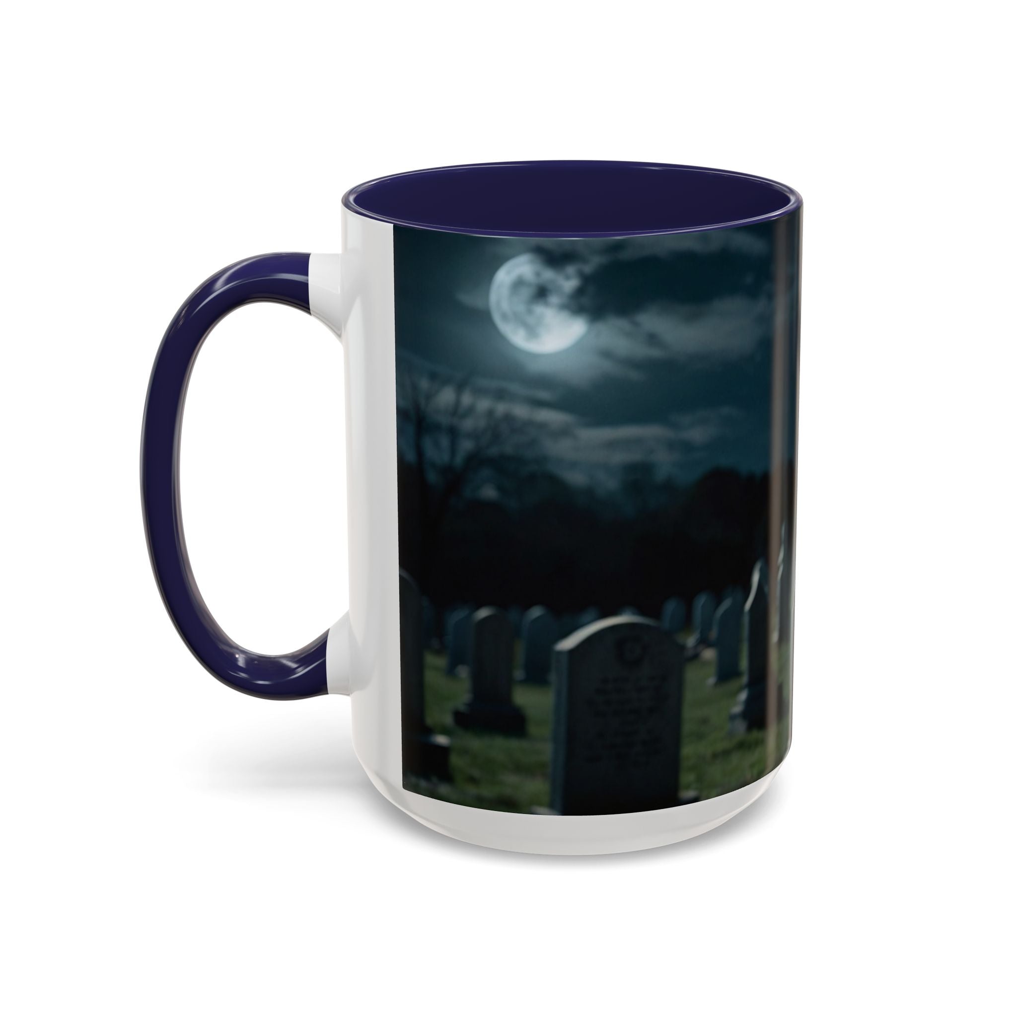 werewolf Howling Wolf Accent Coffee Mug – Gothic Cemetery Night Design (11/15oz) fantasy horror