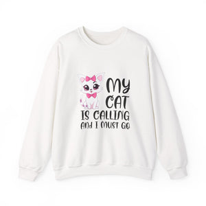 Cute Cat Lover Sweatshirt, My Cat Is Calling Crewneck, Animal Print Pullover, Pet Owner Gift, Cozy Sweatshirt for Cat Moms
