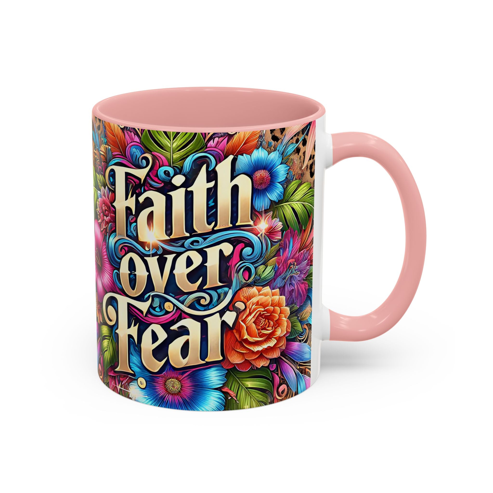 Faith Over Fear Floral Coffee Mug positive mental health