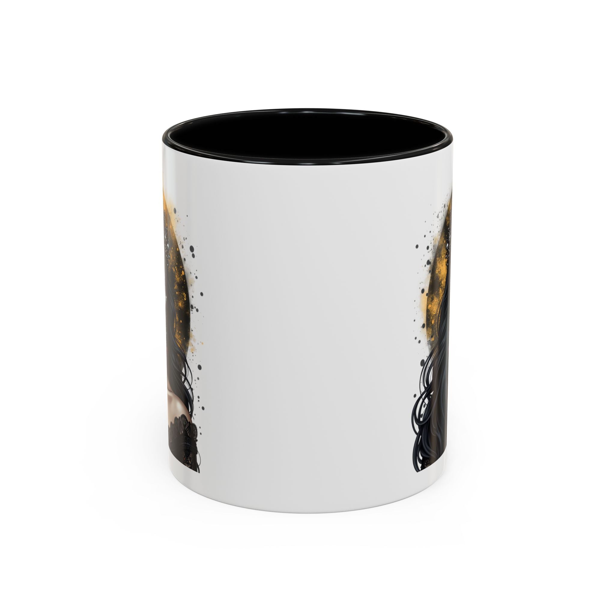 Gothic Art Accent Mug - Artistic Skull & Lady Design, Unique Coffee Cup for Halloween, Gift for Her, Decorative Kitchenware, Dark Aesthetic