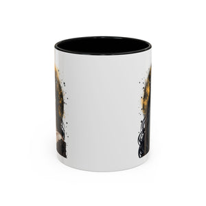Gothic Art Accent Mug - Artistic Skull & Lady Design, Unique Coffee Cup for Halloween, Gift for Her, Decorative Kitchenware, Dark Aesthetic