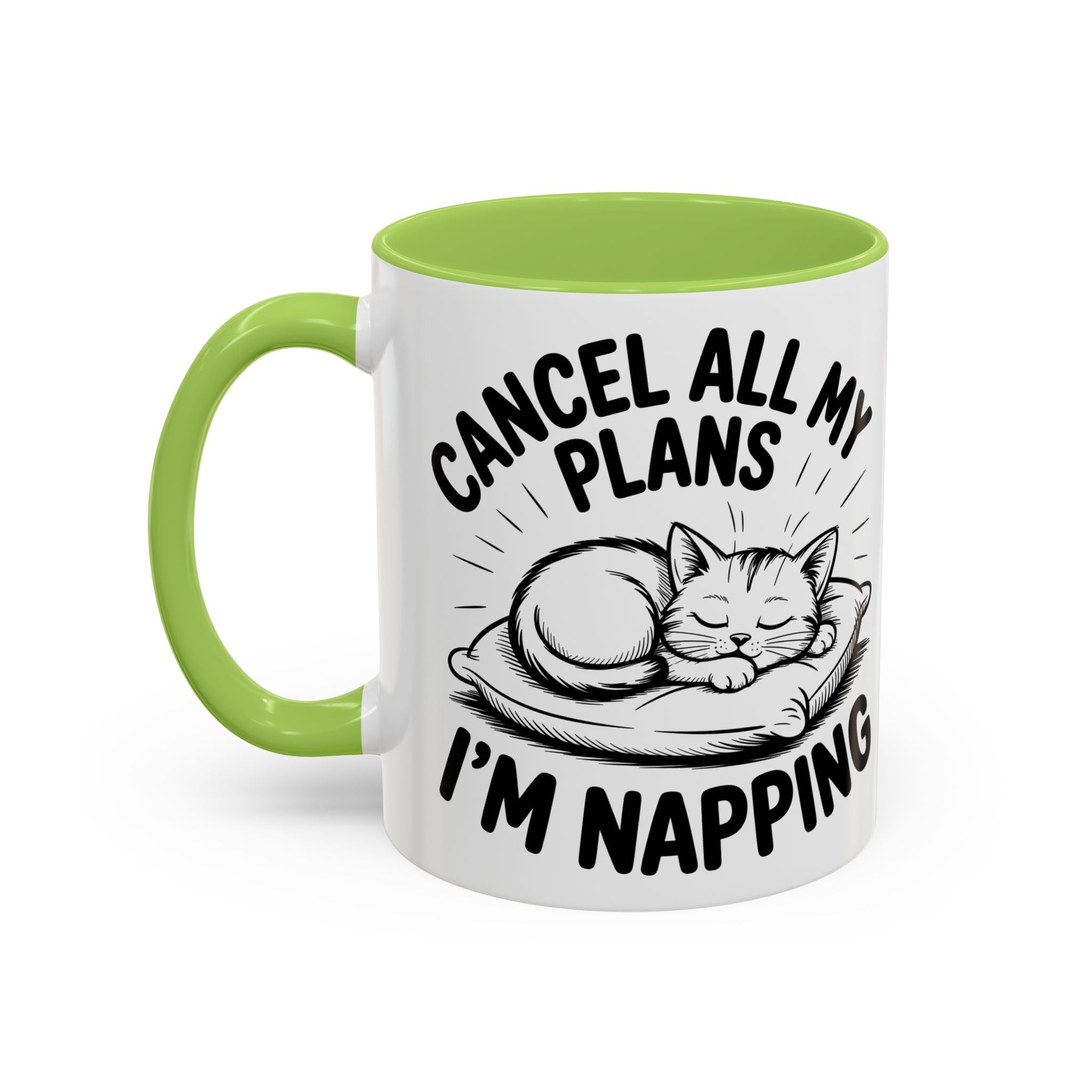 Accent Coffee Mug — "Cancel All My Plans I'm Napping" Cat Sleepy Coffee Mug