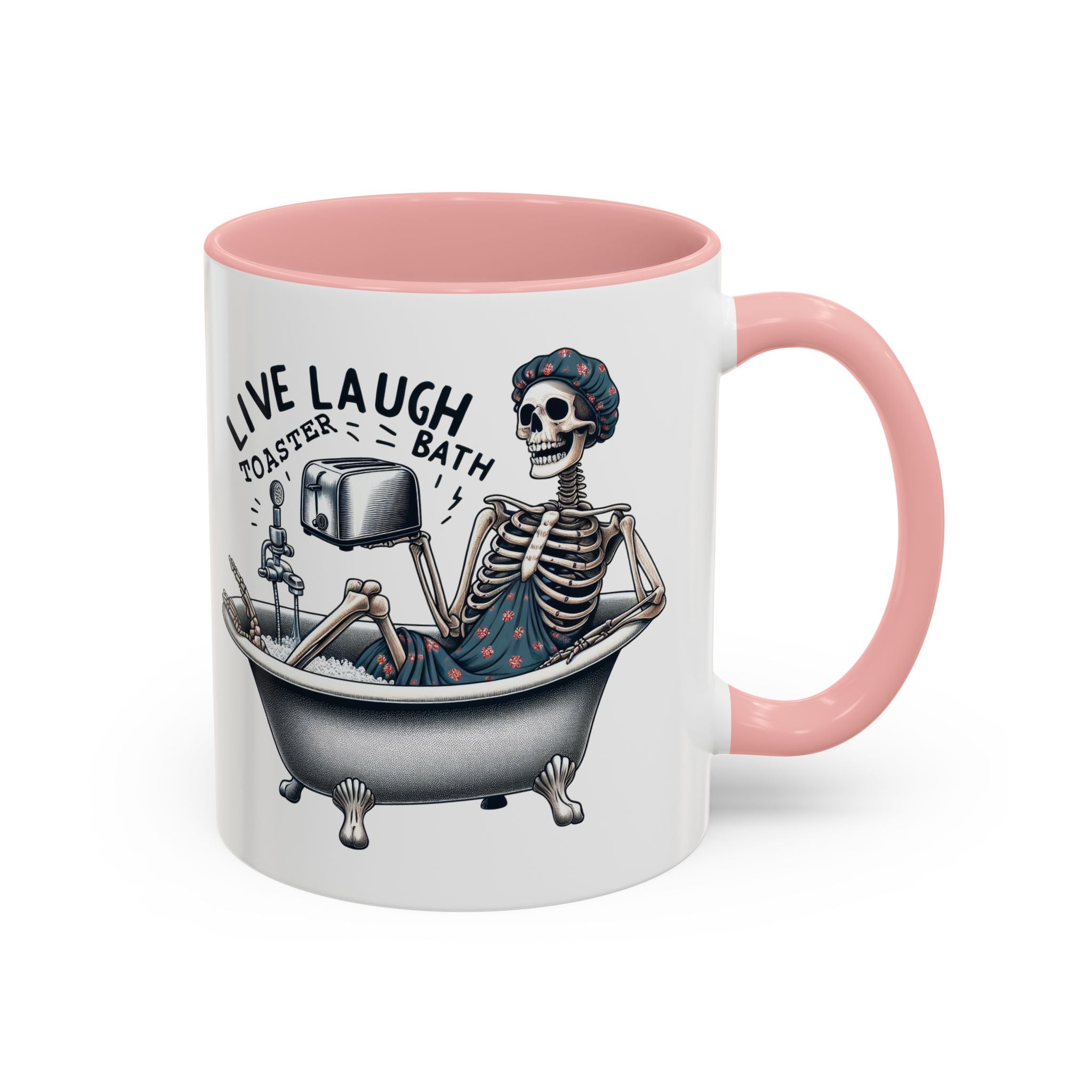 Skeleton Bath Time Coffee Mug, Live Laugh Roast & Relax Skeleton Mug, Funny Gift for Halloween, Quirky Kitchen Decor, Unique Coffee Cup