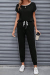 Contrast Trim Round Neck Top and Pants Set