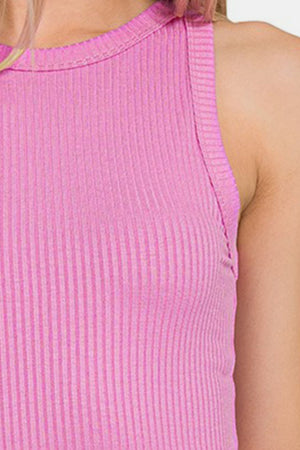 Zenana Ribbed Crew Neck Tank