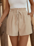 Tied Elastic Waist Shorts with Pockets