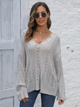Openwork V-Neck Sweater