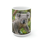 Koala on tree branch White Ceramic Mug