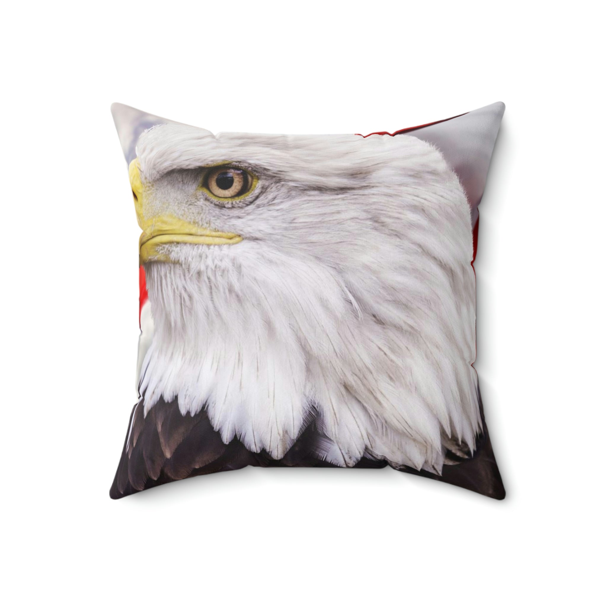 Bald eagle with American flag Faux Suede Square Pillow