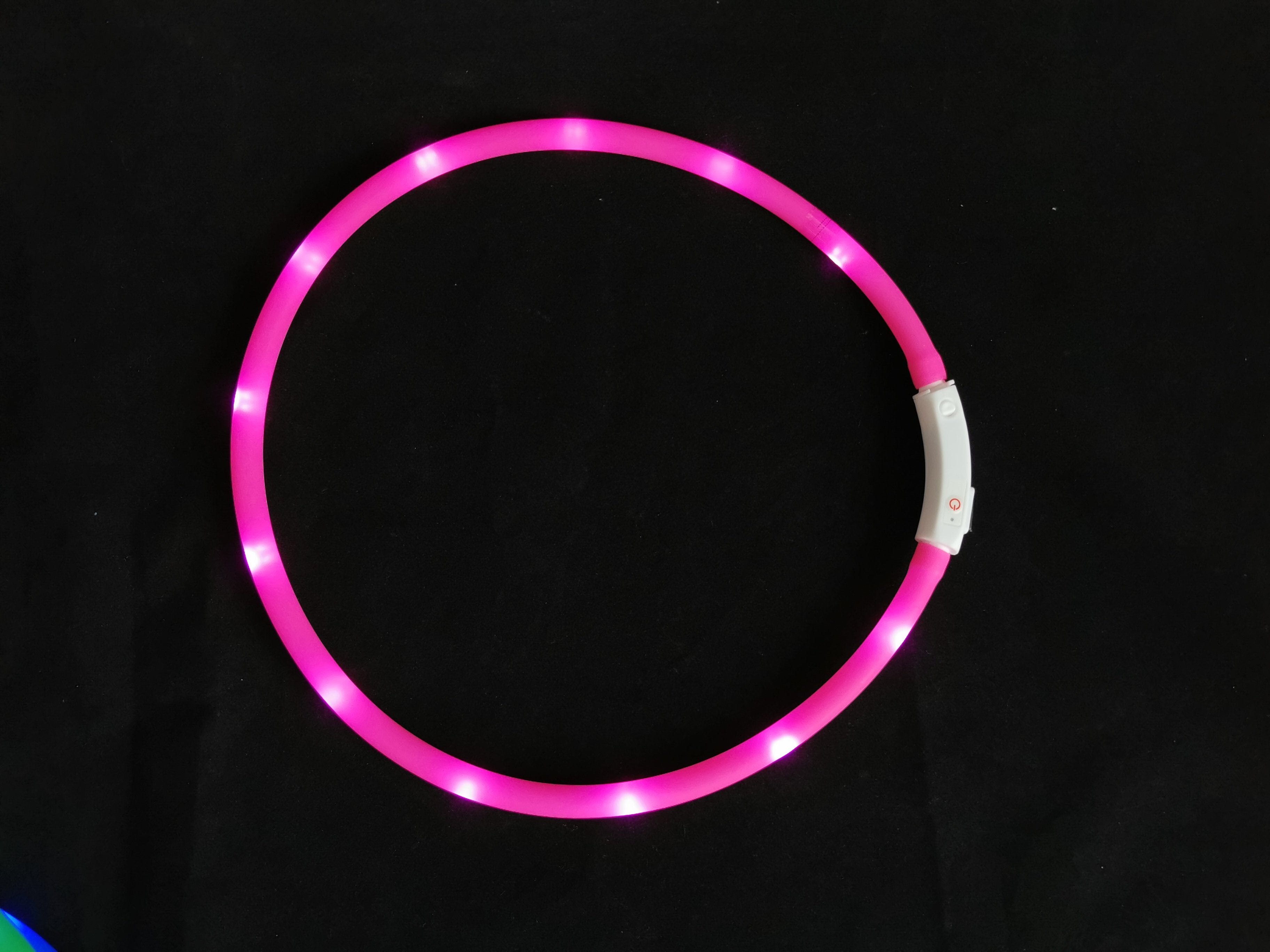Silicone Cuttable LED Illuminated Dog Collar - USB Rechargeable - Pink