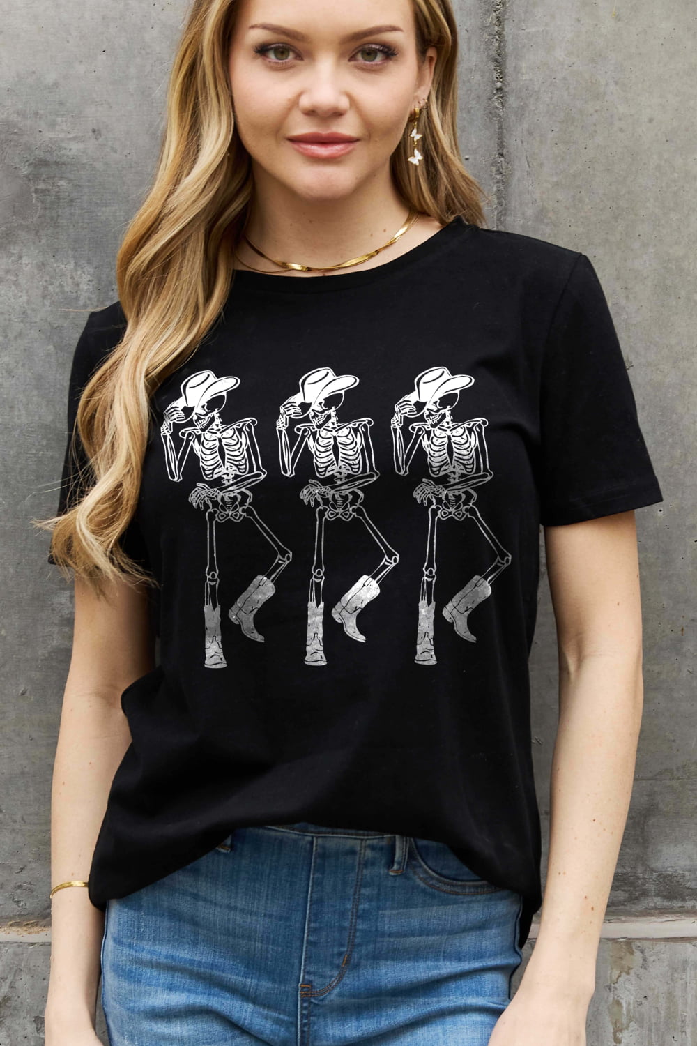 Simply Love Full Size Triple Skeletons Graphic Cotton Tee
