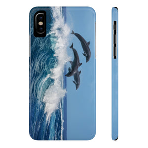 Dolphins jumping wave Case Mate Slim Phone Cases