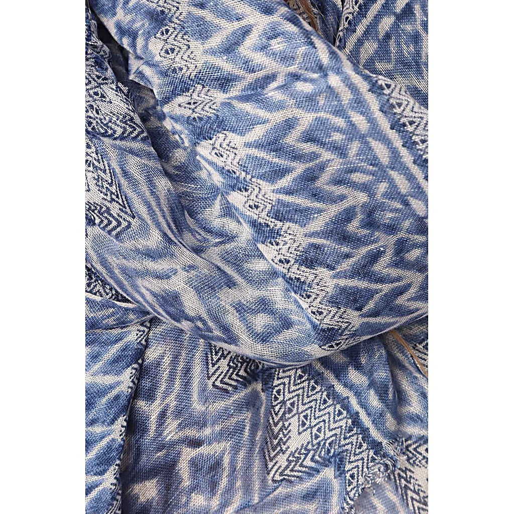 Blue scarf in zig zag print