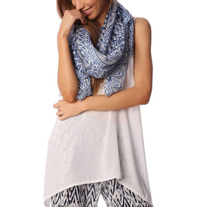 Blue scarf in zig zag print