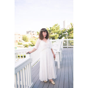 Floral lace ivory sheer maxi dress 1044