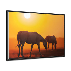 Silhouette of horses Gallery Canvas Wraps, Horizontal Frame