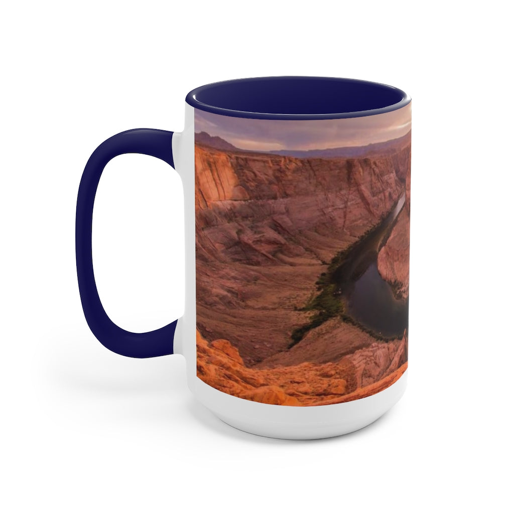 Horseshoe bend Colorado River Two-Tone Coffee Mugs, 15oz