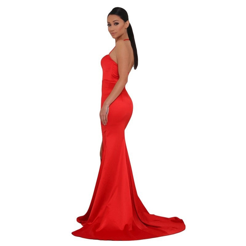 Strapless Red Evening Gown