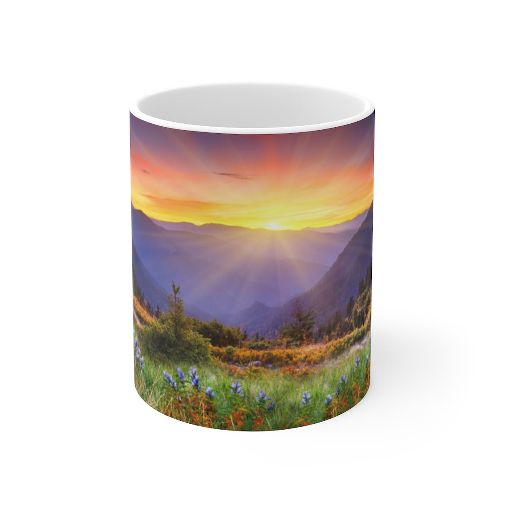 Sunset mountain valley view Ceramic Mug 11oz