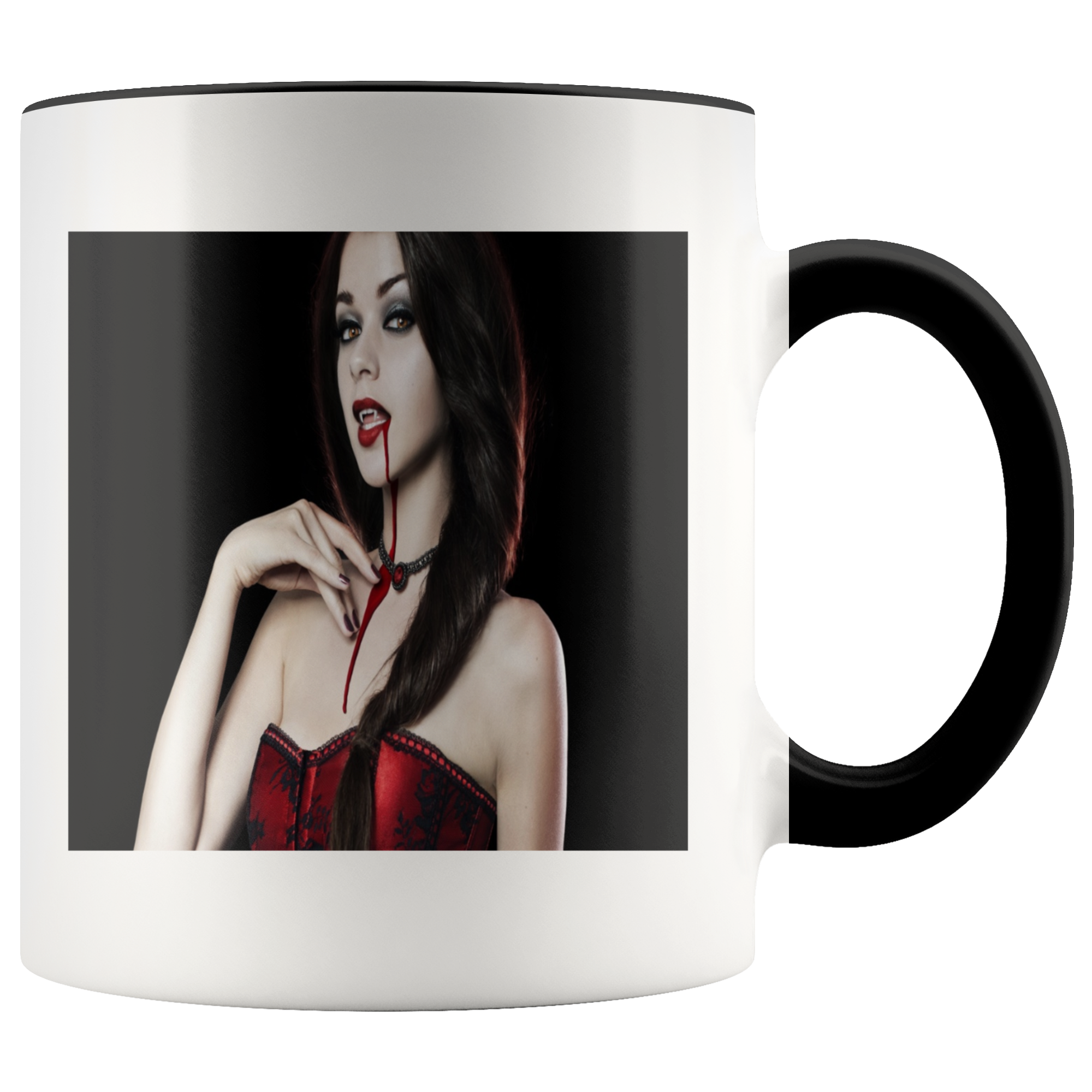 Vampire bite white accent 11 ounce mug