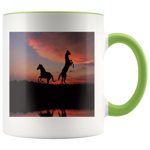 Horse sunset accent coffee mugs