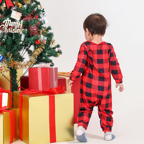 Baby Plaid Round Neck Jumpsuit