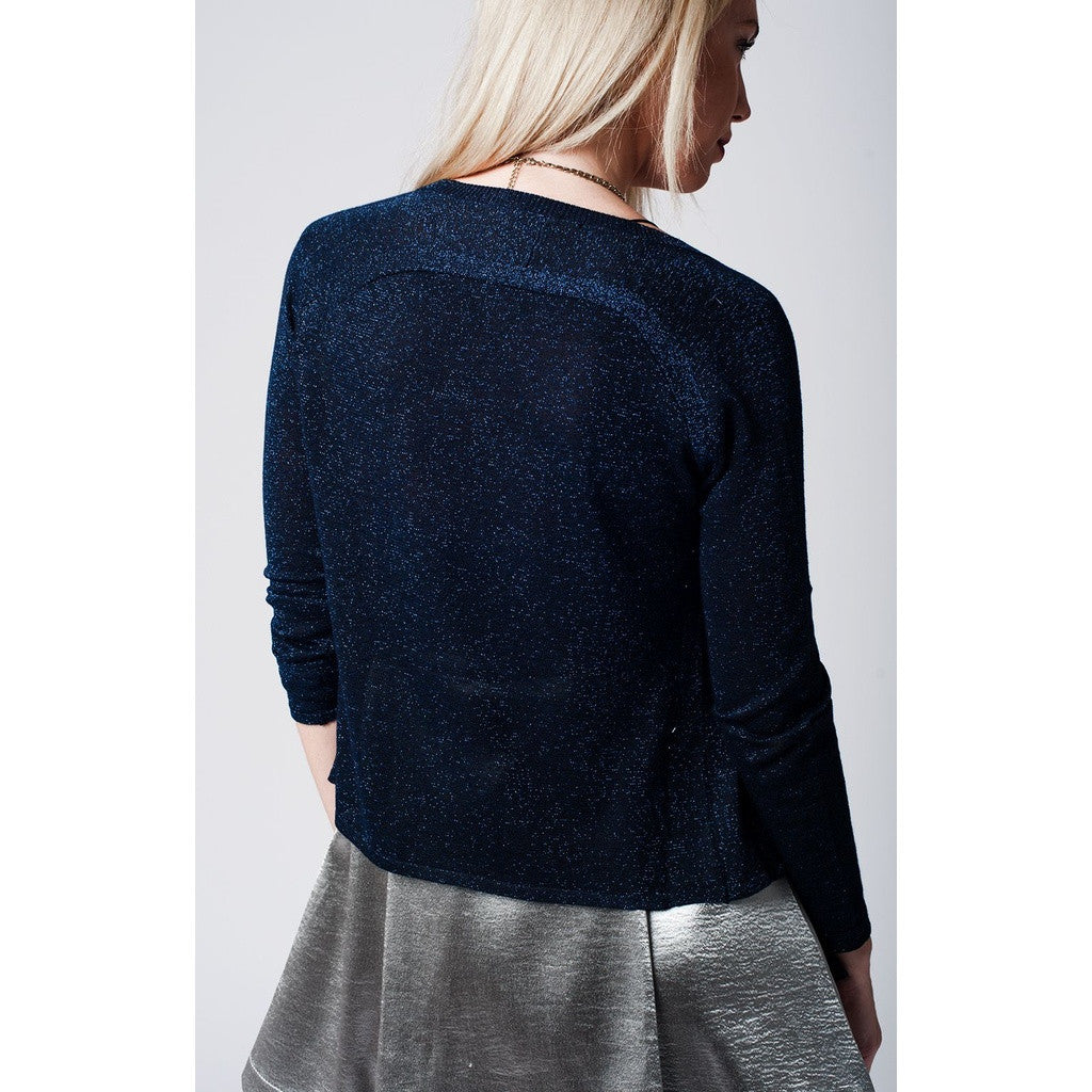 Navy blue cardigan with lurex
