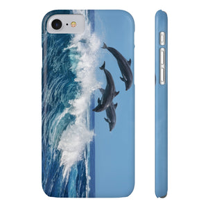 Dolphins jumping wave Case Mate Slim Phone Cases