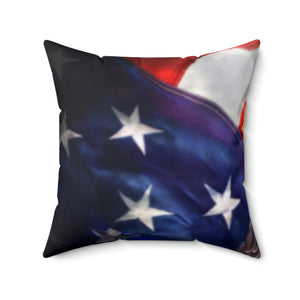 Bald eagle with American flag Faux Suede Square Pillow