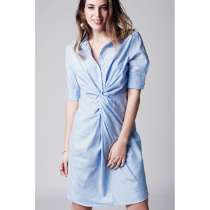 Blue stripe shirt dress
