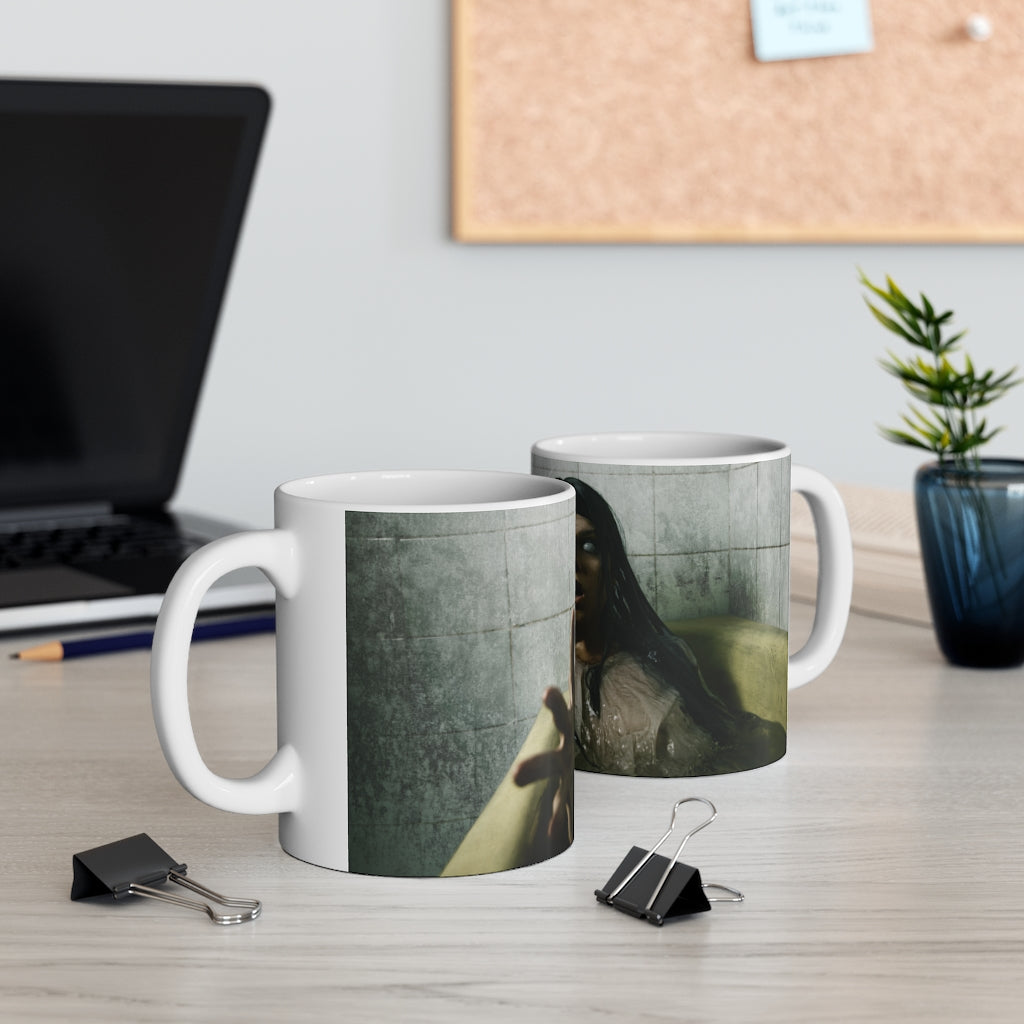 Creepy girl in bathtub Ceramic Mug 11oz