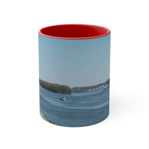 Riverfront with lighthouse Accent Coffee Mug, 11oz the sample shop