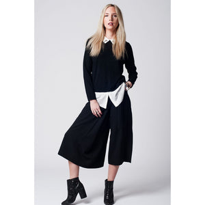 Black culotte with tie waist