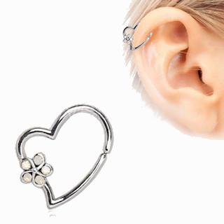 316L Stainless Steel Synthetic Opal Flower Heart Annealed Cartilage Earring
