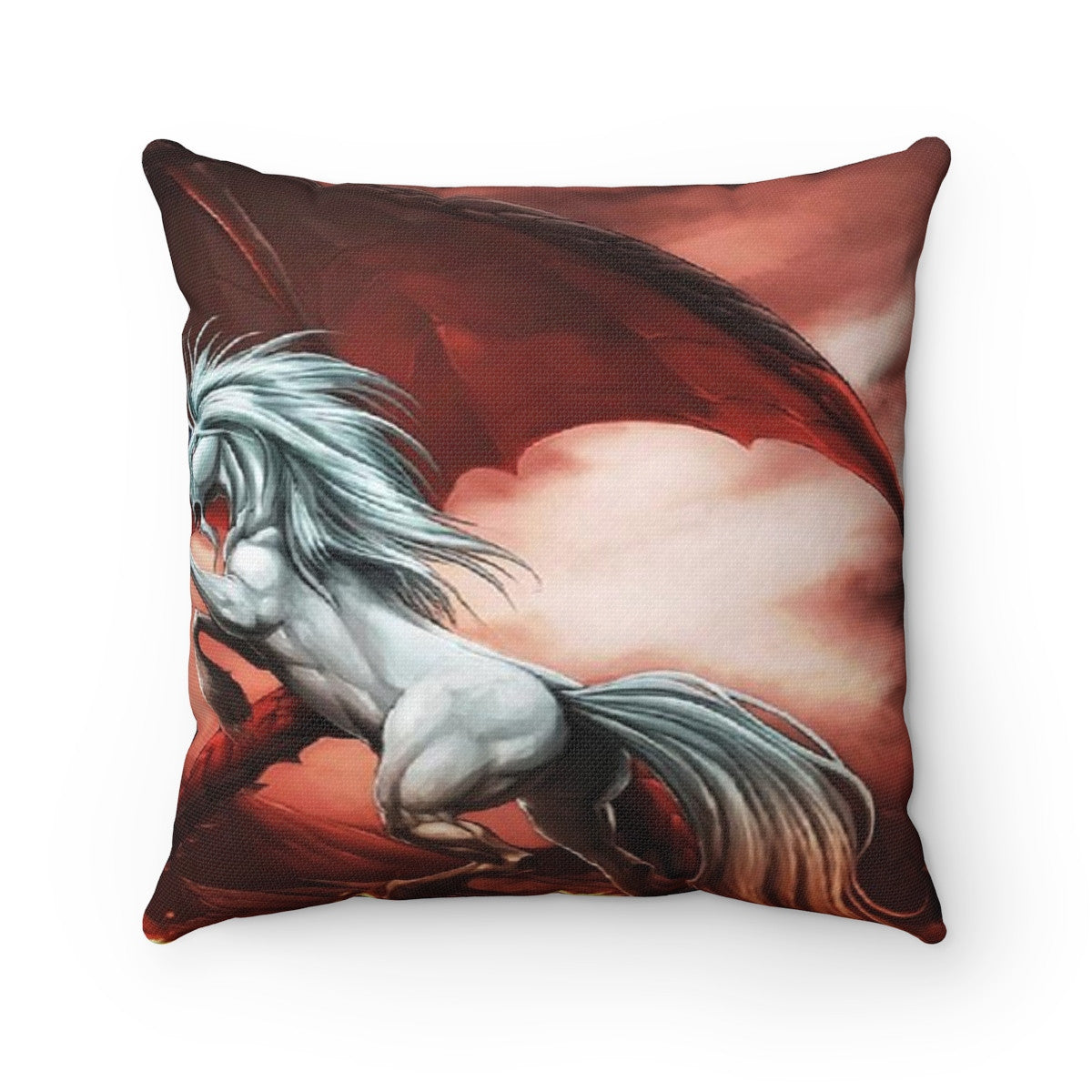 Fantasy Unicorn vs Dragon pillow Spun Polyester Square Pillow