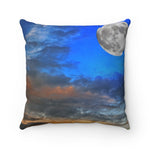 Wolf howls at moon Spun Polyester Square Pillow