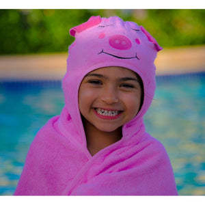 Bamboo rayon Piggy Hooded Turkish Towel: Little Kid