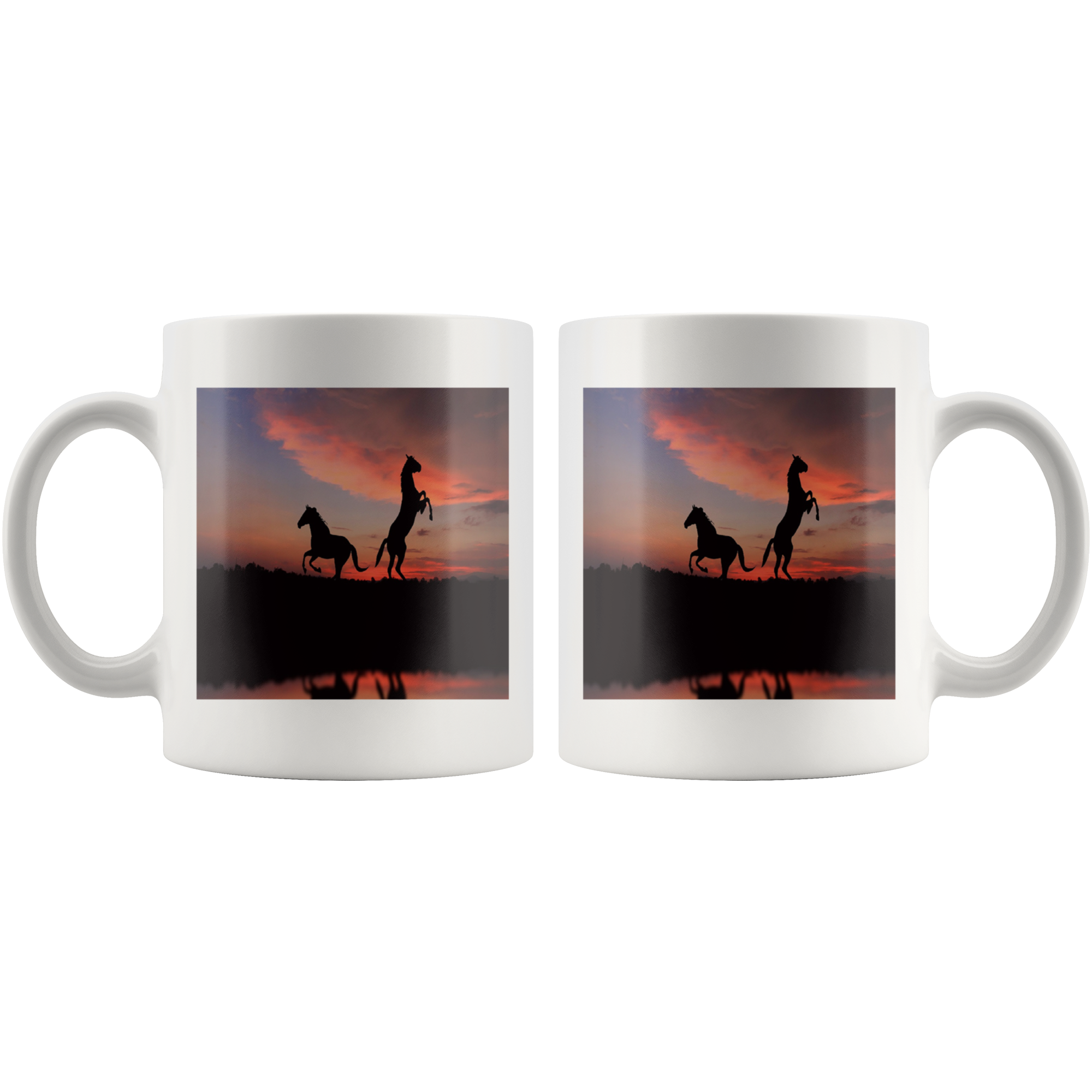 Horse sunset wild outdoors 11 ounce coffee mug