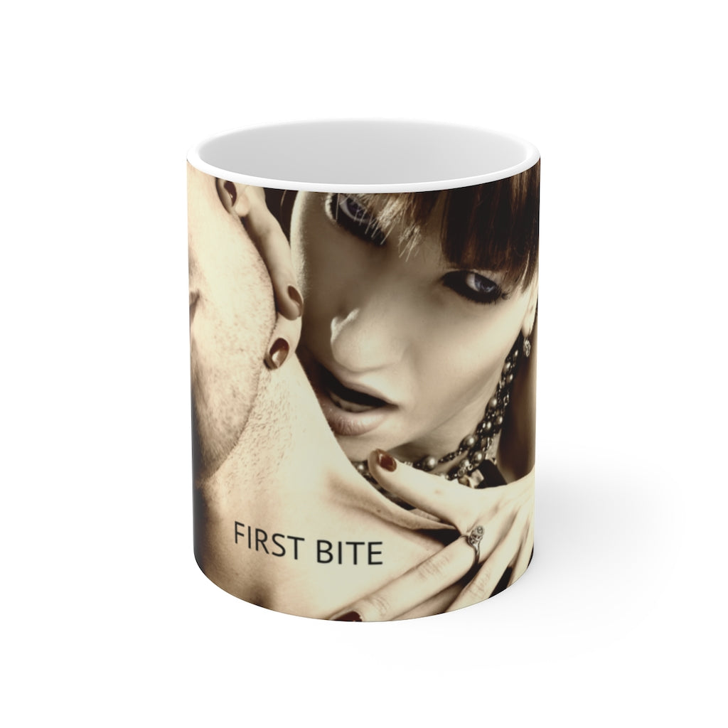 First Bite Vampire couple  White Ceramic Mug