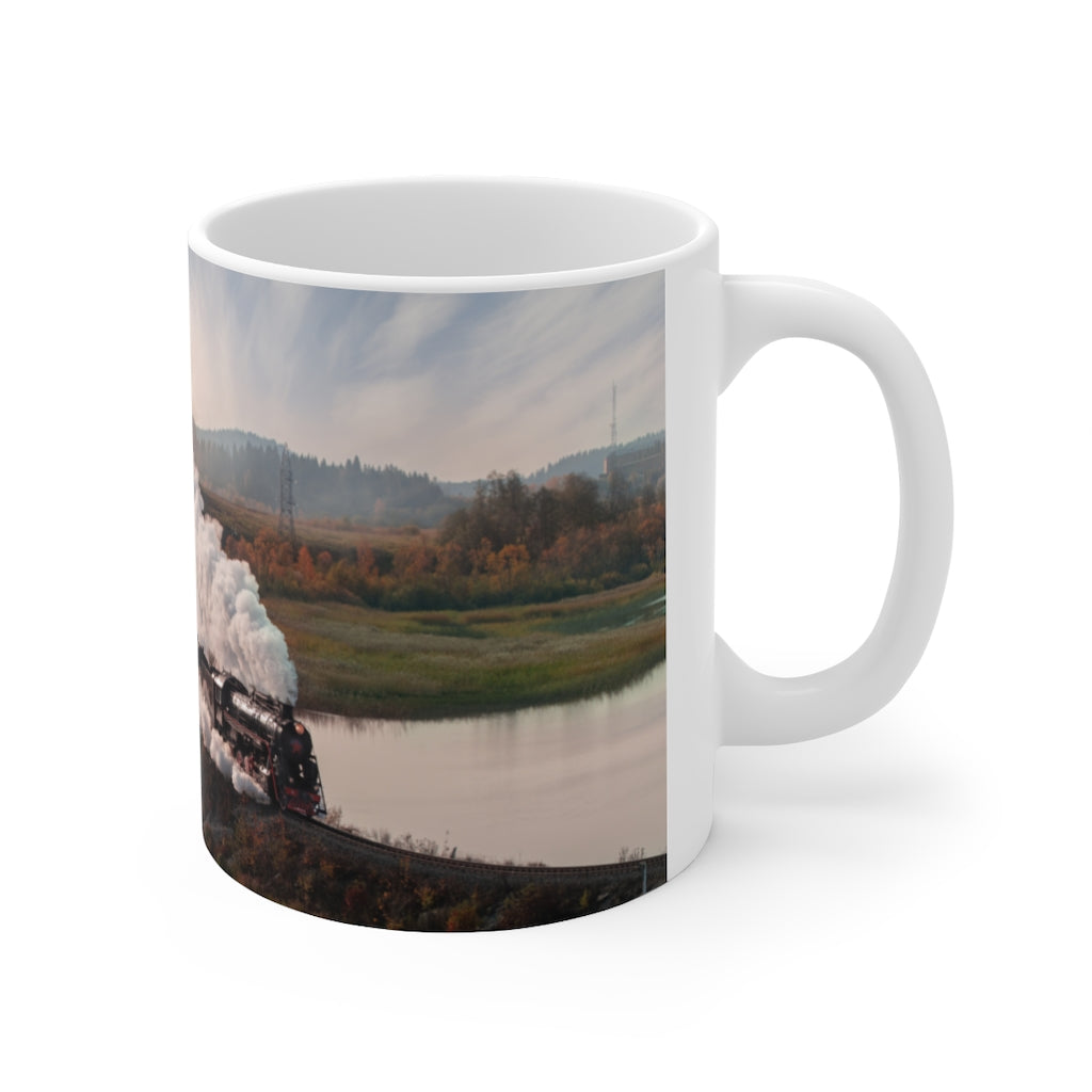 Railroad train by the water Ceramic Mug 11oz