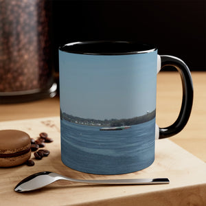 Riverfront with lighthouse Accent Coffee Mug, 11oz the sample shop