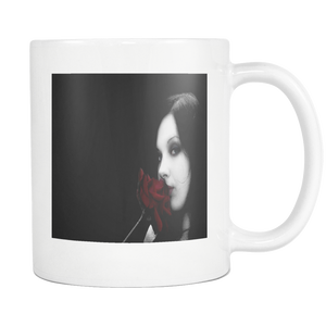Gothic beauty kisses rose double sided 11 ounce coffee mug