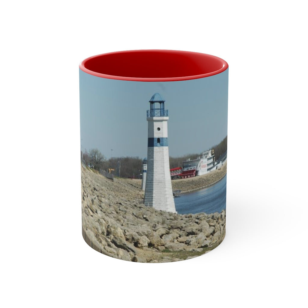 Clinton Iowa riverfront lighthouse 11oz Accent Mug